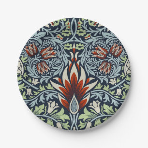Plato De Papel Papel pintado floral Morris Navy Blue Snakeshead