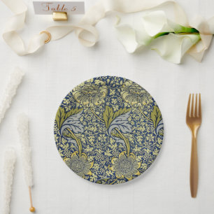 Plato De Papel Papel pintado floral William Morris Kennet Azul Do