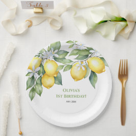 Plato De Papel Papel Placa cítricos de limón 1er cumpleaños.