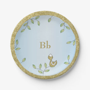 Plato De Papel Papel Plates Blue "Gold Birds"