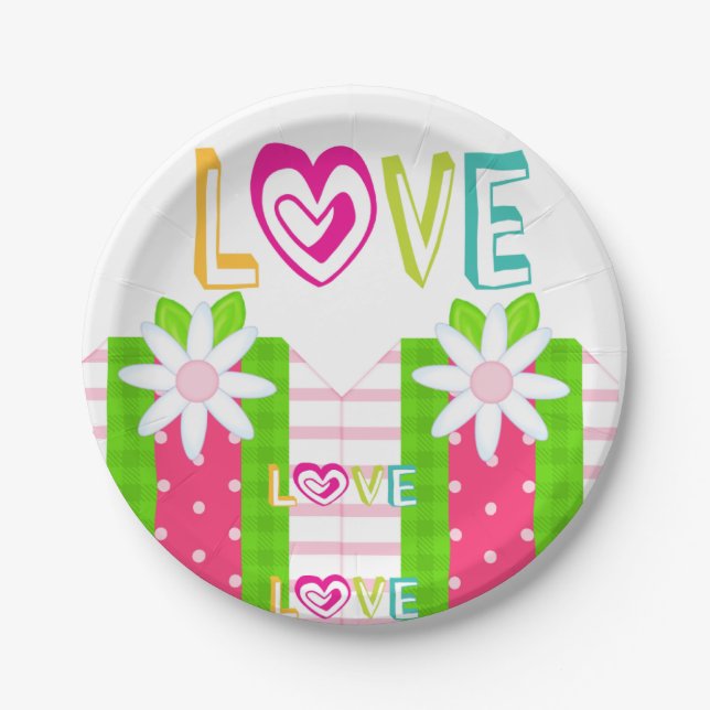 Plato De Papel Papel Plates Red Hearts Love (Anverso)