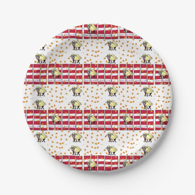 Plato De Papel Papel Plates Red Hearts Love Sheep (Anverso)