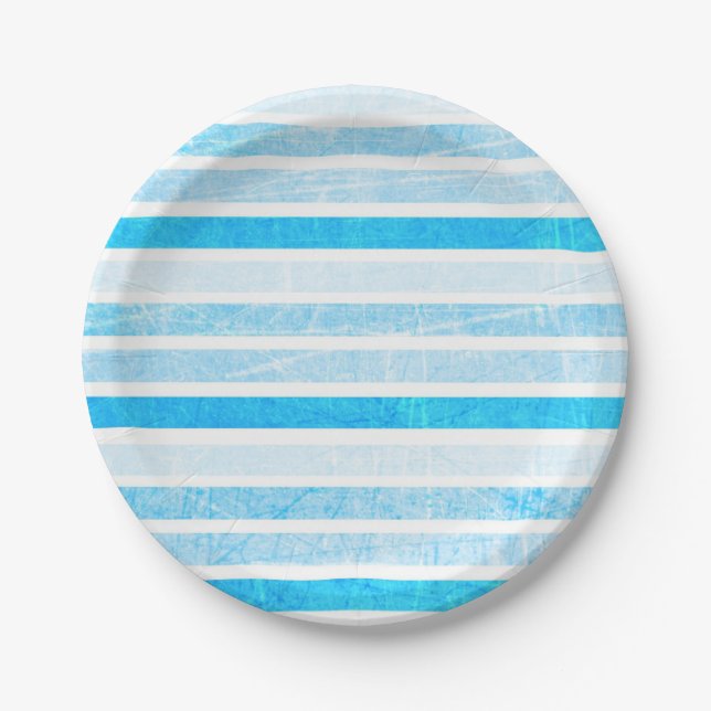 Plato De Papel Papel rayado de crujido azul Pequeñas placas de pa (Anverso)