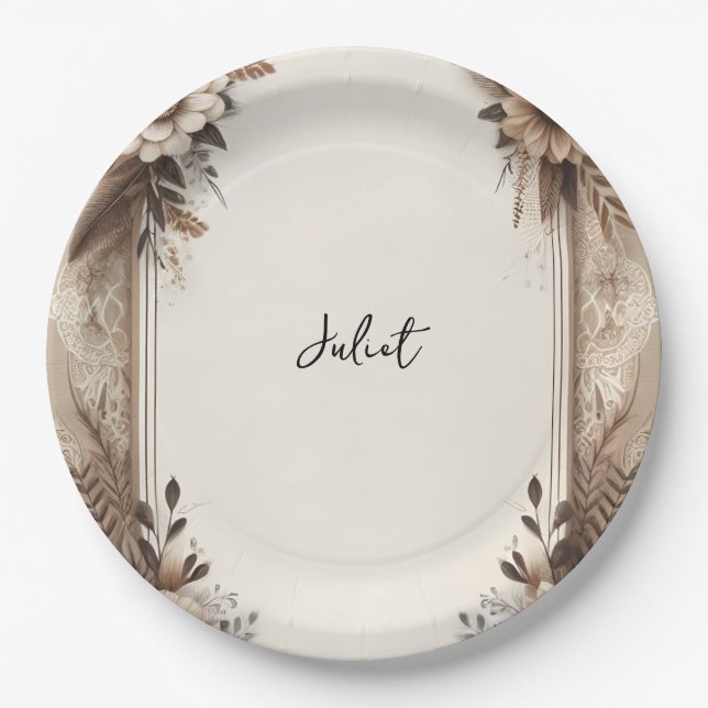 Plato De Papel Papel reciclado de papel de madera de otoño ducha  (Anverso)