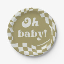 Papel Retro Groovy a Cuadros Verde Salvia Oh Baby