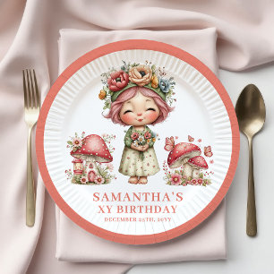 Plato De Papel Papel Rosa Sonrosado Cumpleaños 5 Dreamland Fairy