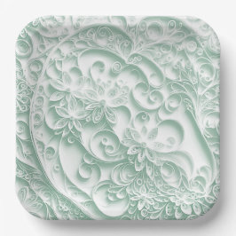 Plato De Papel Papel verde sabio que disipa el diseño