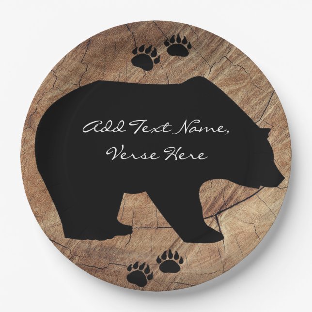Plato De Papel Papeles De Oso Y Oso Negro (Anverso)