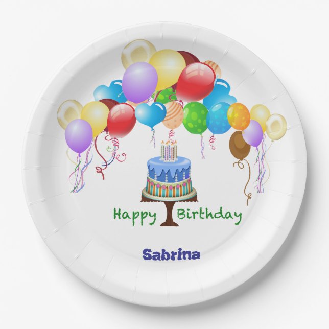 Plato De Papel papeleta de cumpleaños (Anverso)