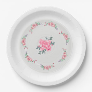 Plato De Papel Paper & Party Plates || Rose Garden Party Plate