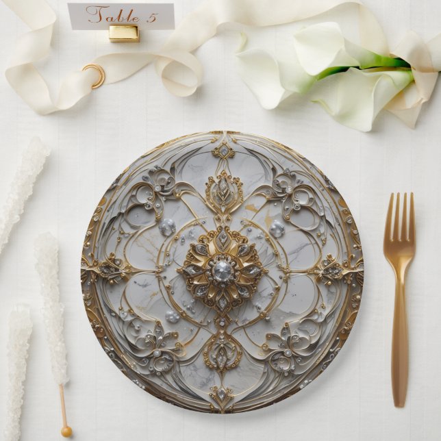 Plato De Papel Paper Plate 9" Round (Boda)