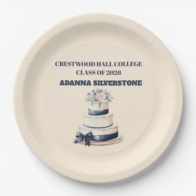Plato De Papel Paper Plate-Editable Graduation Party Plates (Anverso)
