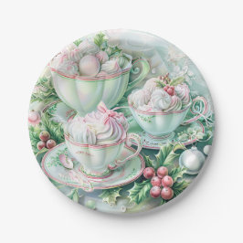 Plato De Papel Paper Plate-Pink Victorian Christmas