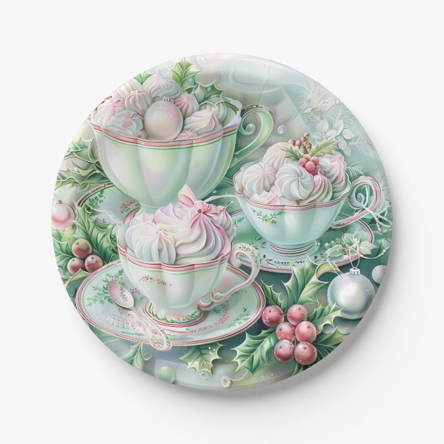 Plato De Papel Paper Plate-Pink Victorian Christmas (Anverso)