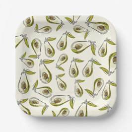 Plato De Papel Paper Plate presenta un Aguacate lindo.