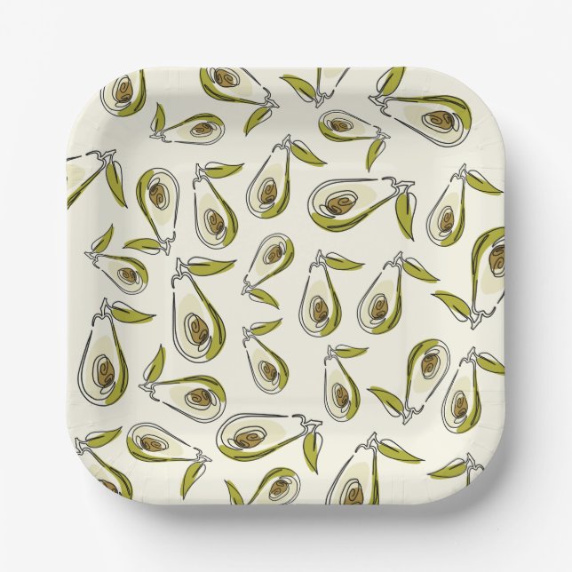 Plato De Papel Paper Plate presenta un Aguacate lindo. (Anverso)
