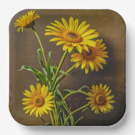 Plato De Papel Paper Plate (Yellow Daisies)