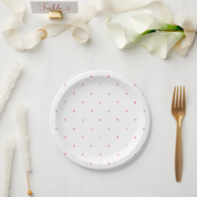 Plato De Papel Paper Plates 17,8 cm - Pink Dots (Boda)