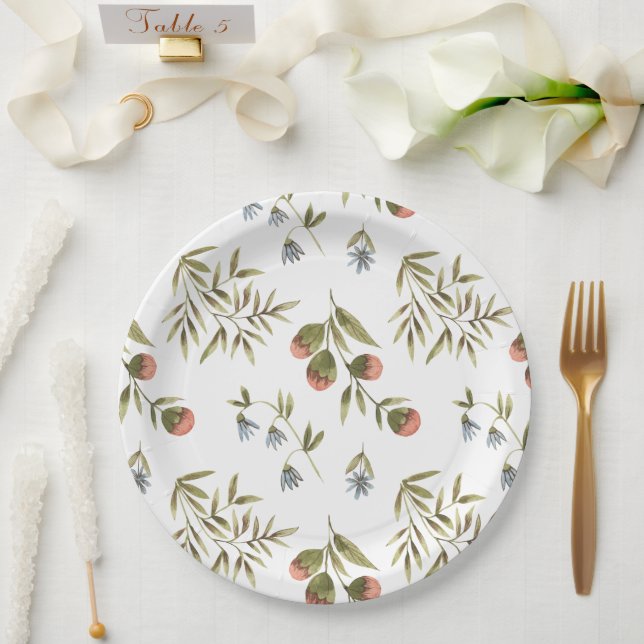 Plato De Papel Paper Plates 22,9 cm - Flower Pattern (Boda)