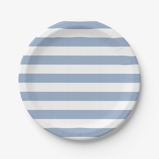 Plato De Papel Paper Plates, Blue & White Stripe Birthday (Anverso)