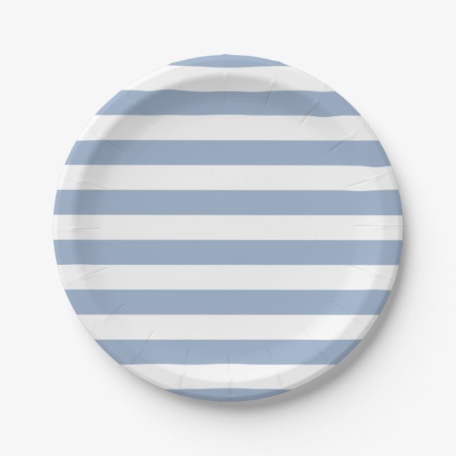 Plato De Papel Paper Plates, Blue & White Stripe Birthday (Anverso)