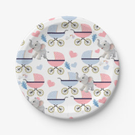 Plato De Papel Paper Plates, Elephant Baby Strollers Stork
