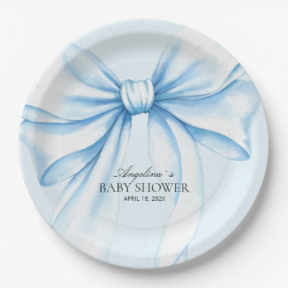 Plato De Papel  Paper Plates for baby shower with adorable bow.