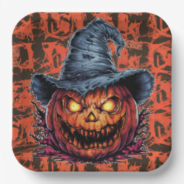 Plato De Papel Paper plates  Série 1 Pumpkin 07