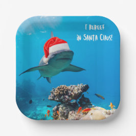 Plato De Papel Paper plates, Shark Christmas