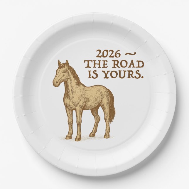 Plato De Papel Paper Plates with motivational text and horse (Anverso)