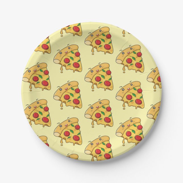 Plato De Papel Paper Plates, Yellow Pizza Cheese (Anverso)