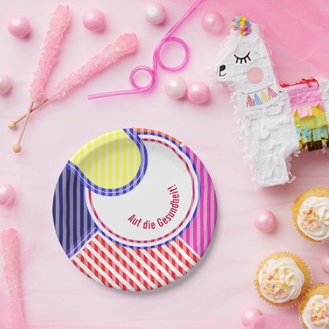 Plato De Papel Papierteller abgestimmt bunt lineal (Fiesta)