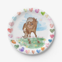 Papierteller mit Pferdebild, Ponymotiv