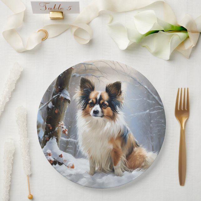 Plato De Papel Papillon Deja que nieve Navidad  (Boda)