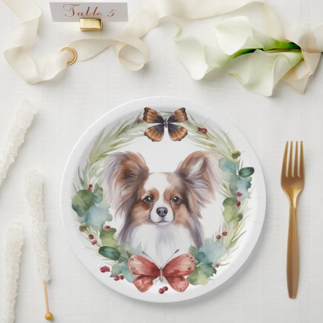 Plato De Papel Papillon Navidades Wreath Festimes Pup (Boda)