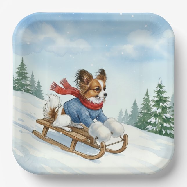 Plato De Papel Papillon Sledding, Paper Plates (Anverso)