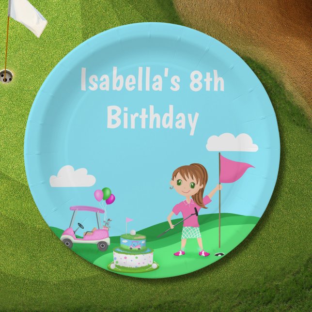 Plato De Papel Par-Tee Chibi Chica Fiesta de golf Cumpleaños (Subido por el creador)