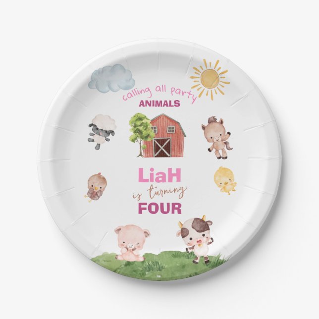 Plato de papel para animales de granja para cualqu (Anverso)