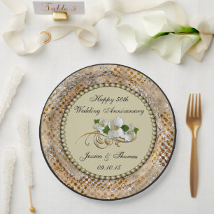Plato de papel para aniversario de bodas de oro 50
