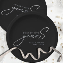Plato de papel para aniversario de bodas de plata