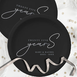 Plato de papel para aniversario de bodas de plata
