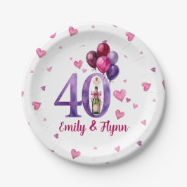 Plato de papel para aniversario de bodas de rubí 4