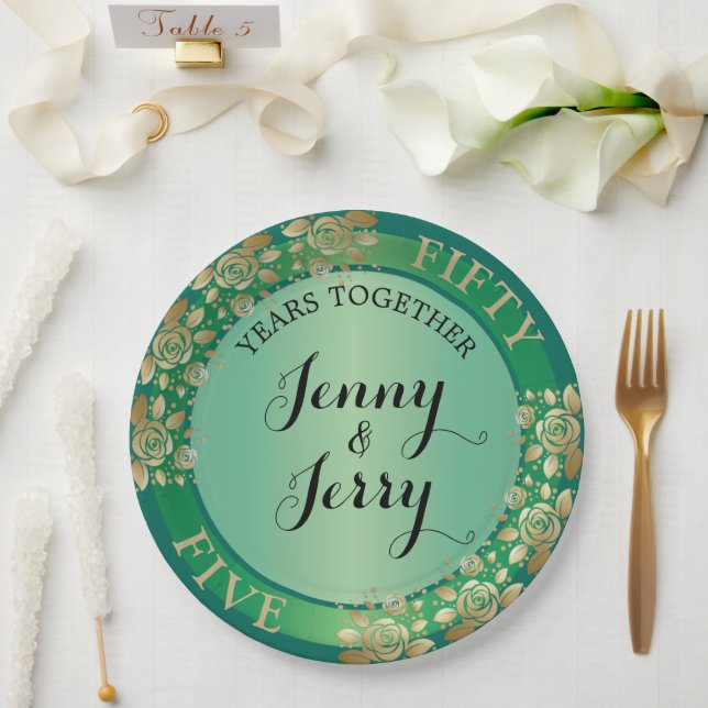Plato de papel para aniversario de esmeralda númer (Boda)