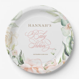 Plato de papel para baby shower Baby in Bloom Flor