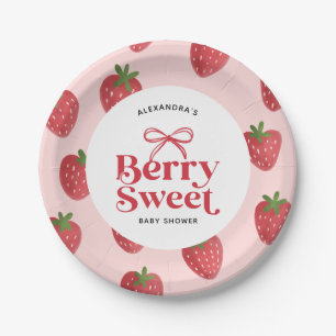 Plato de papel para baby shower Berry Sweet Bow
