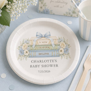 Plato de papel para baby shower Blue Storybook