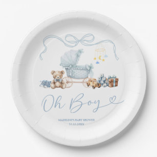 Plato de papel para baby shower de carruaje coquet