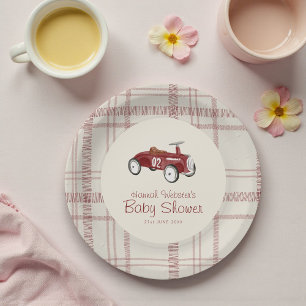 Plato de papel para baby shower de coche de juguet