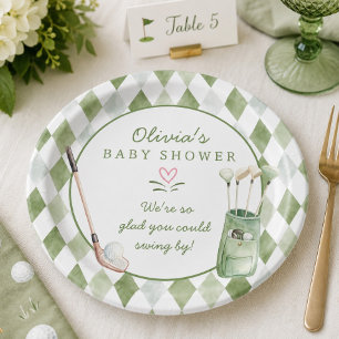 Plato de papel para baby shower de golf