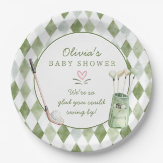 Plato de papel para baby shower de golf